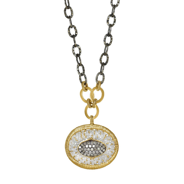 Dana Kellin Diamond & Zircon 14k & Oxidized Silver Necklace Available at Shaylula Jewlery & Gifts in Tarrytown, NY