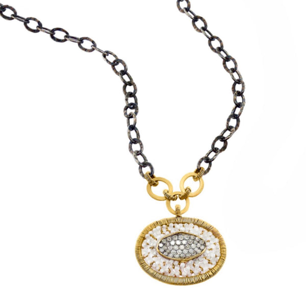 Dana Kellin Diamond & Zircon 14k & Oxidized Silver Necklace Available at Shaylula Jewlery & Gifts in Tarrytown, NY