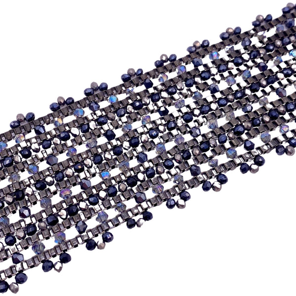 Millianna Brocade Cuff Bracelet - Available at Shaylula Jewlery & Gifts in Tarrytown, NY and online. Romantic and simultaneously edgy, this intricately handwoven cut crystal cuff with python skin magnetic closure looks cool with jeans or elegant dressed up.  • Cut crystal, rhinestone, python skin  • 6.5" L x 2.5" W