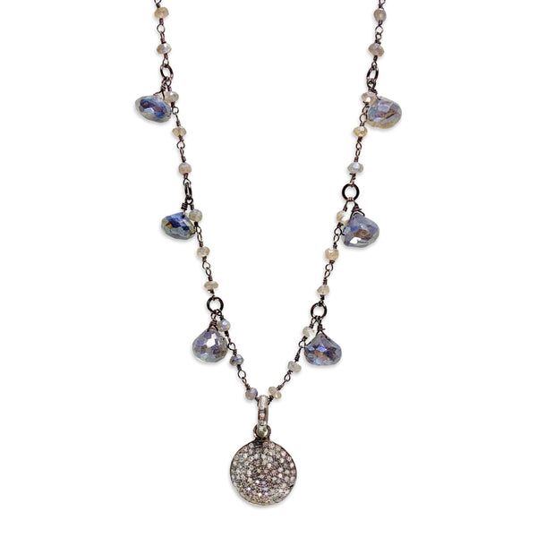 Diamond Disc Labradorite Necklace