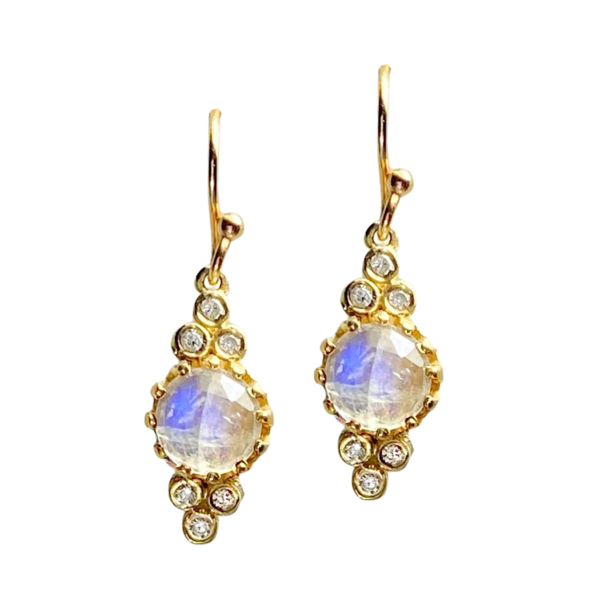 Robin Haley Moonstone & Diamond Cluster Drop Earrings