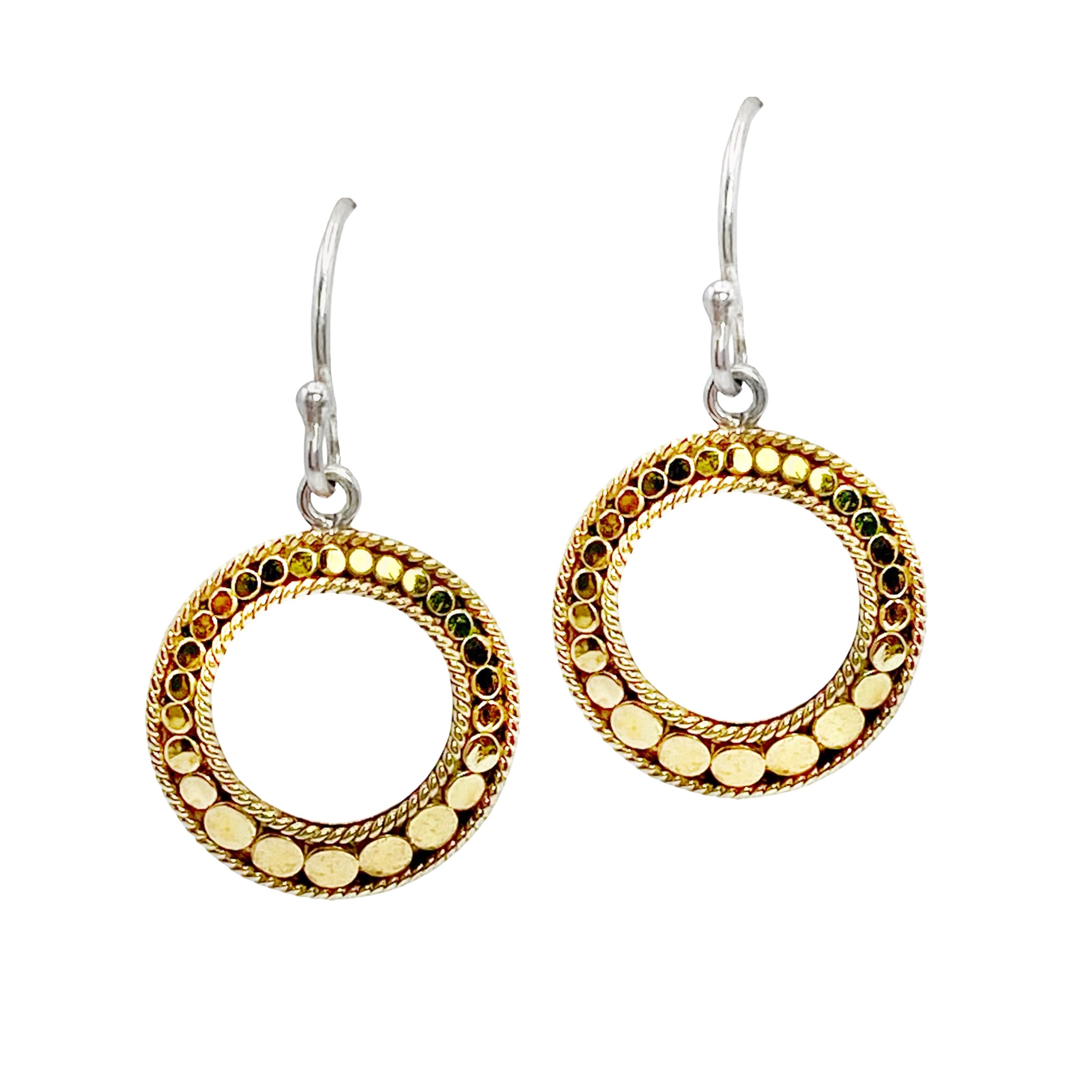 Anna Beck Hoop Drop Earrings - Intricate Balinese dotting paired with a braided edge brings a modern spin to the classic drop earring available at Shaylula Jewlery & Gifts in Tarrytown, NY. 