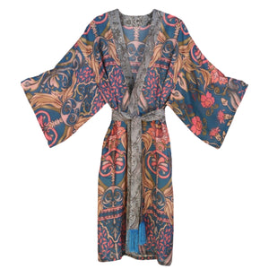 Powder UK Damask Kimono Available at Shaylula Jewlery & Gifts in Tarrytown, NY and online. A deliciously soft modal and viscose blend, this Damask Kimono  has a baroque motif and looks great worn as an outfit topper, coverup or robe to elevate your PJ's. Comes with exclusive limited-edition packaging which is fully recyclable.  • 50% Modal, 50% Viscose  • One Size  • Hand wash; hang to dry; cool iron