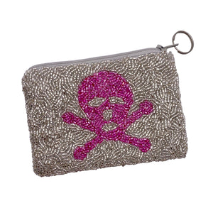 Tiana NY Sleepy Hollow Skull Coin Purse available at Shaylula Jewlery & Gifts in Tarrytown, NY and online. This Shaylula exclusive beaded coin purse is handmade just for us. It's big enough to fit your keys, credit cards & lip gloss. Comes with a zipper and key ring.  • 5" W x 3.5" H