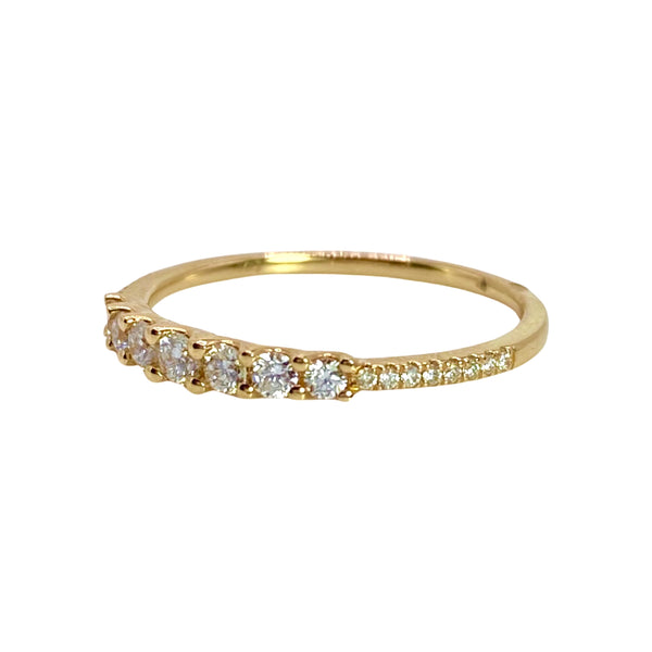 Lucky 7 Diamond Band Available at Shaylula Jewlery & Gifts in Tarrytown, NY and online. This Riviera Diamond Band really makes an impact! Fashioned in 14k yellow gold, this ring features 7 graduated diamonds on a pave shank. Wear it alone, stack it, mix and match it!  • 14k, .37 ct diamond  • Size