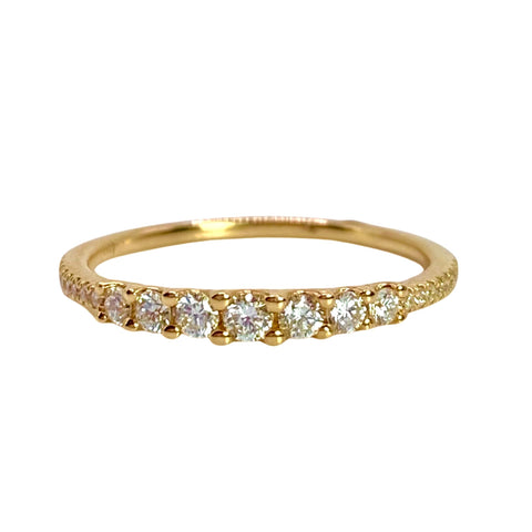 Lucky 7 Diamond Band Available at Shaylula Jewlery & Gifts in Tarrytown, NY and online. This Riviera Diamond Band really makes an impact! Fashioned in 14k yellow gold, this ring features 7 graduated diamonds on a pave shank. Wear it alone, stack it, mix and match it!  • 14k, .37 ct diamond  • Size
