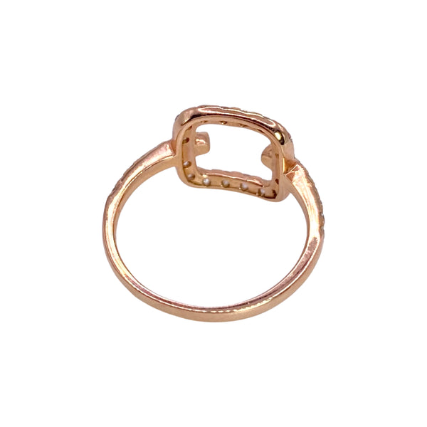 Pave Diamond Open Square Ring Available at Shaylula Jewlery & Gifts in Tarrytown, NY and online. This minimalist open square ring is crafted in 14k rose gold and pave diamonds and is the perfect addition to your ring party! • 14k, .55 ct diamond • Size