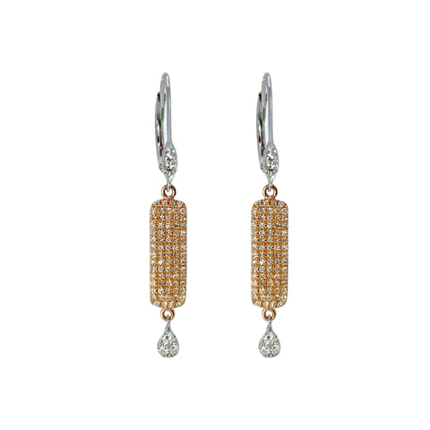 Meira T Rose Gold Pave Diamond Earrings Available at Shaylula Jewlery & Gifts in Tarrytown, NY and online. These Meira T rose & white gold pave diamond drop earrings may be dainty but they are mighty sparkly!  They are lightweight and feature a secure leverback making they perfect for everyday.  • 14k, .47 ct dia  • Leverback